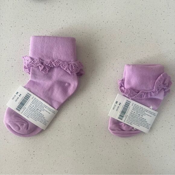 JANIE AND JACK ⭐️ Eyelet Trim Socks Lilac - Picture 4 of 5